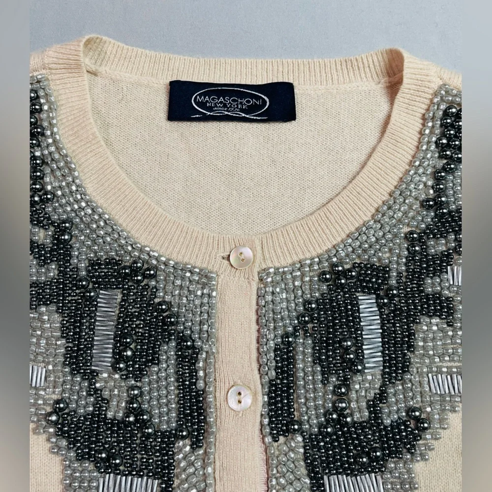 Magaschoni New York Cashmere Beaded Cardigan - Picture 4 of 7